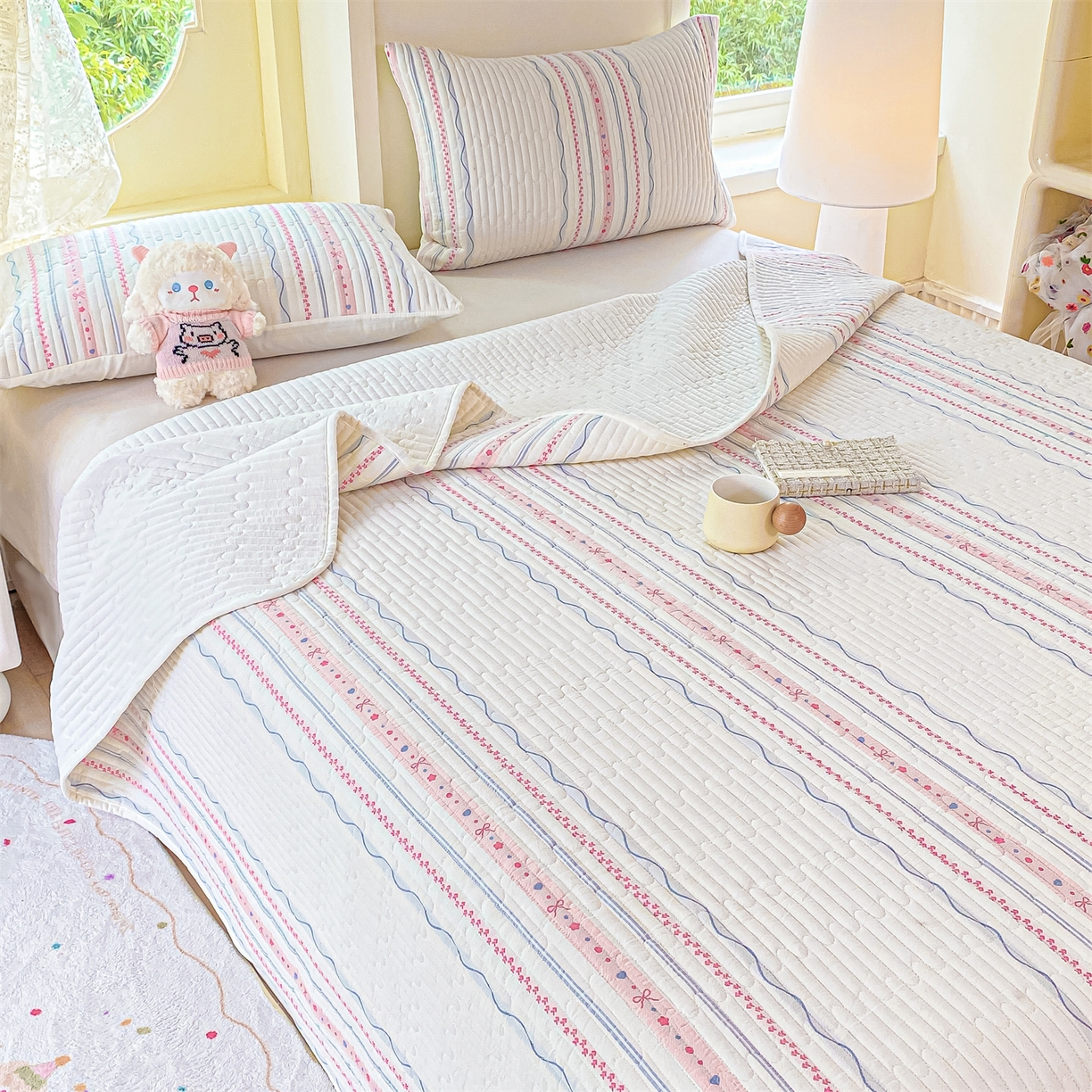 91家纺网 家纺一手货源 找家纺 （总）灰鲸 2025新款全棉色织提花床盖系列