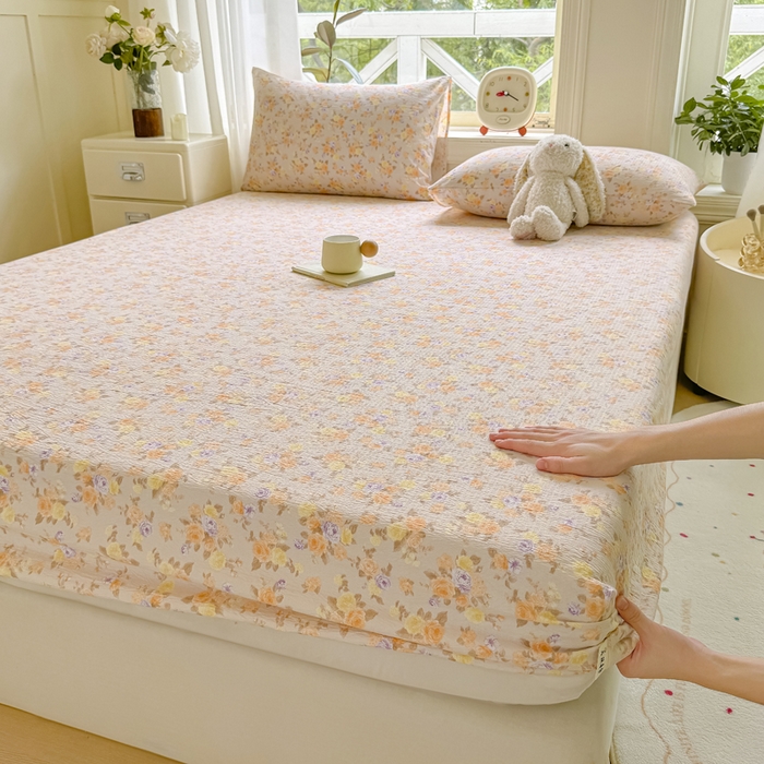 （总）丝芙妮家居（原乐视家纺） 2026新款A类皱皱纱亲肤木棉床笠-系列二