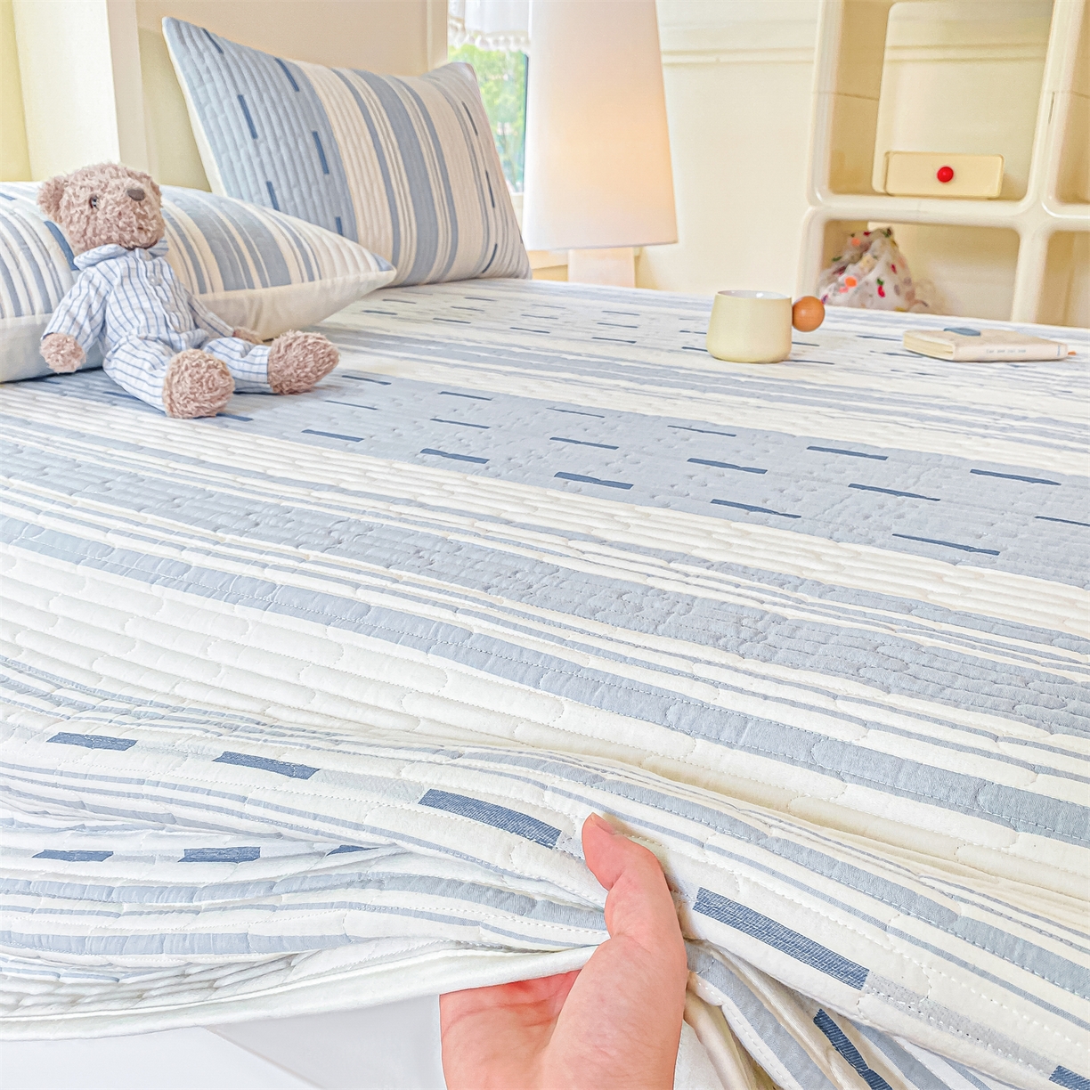 91家纺网 家纺一手货源 找家纺 （总）灰鲸 2025新款全棉色织提花床盖系列