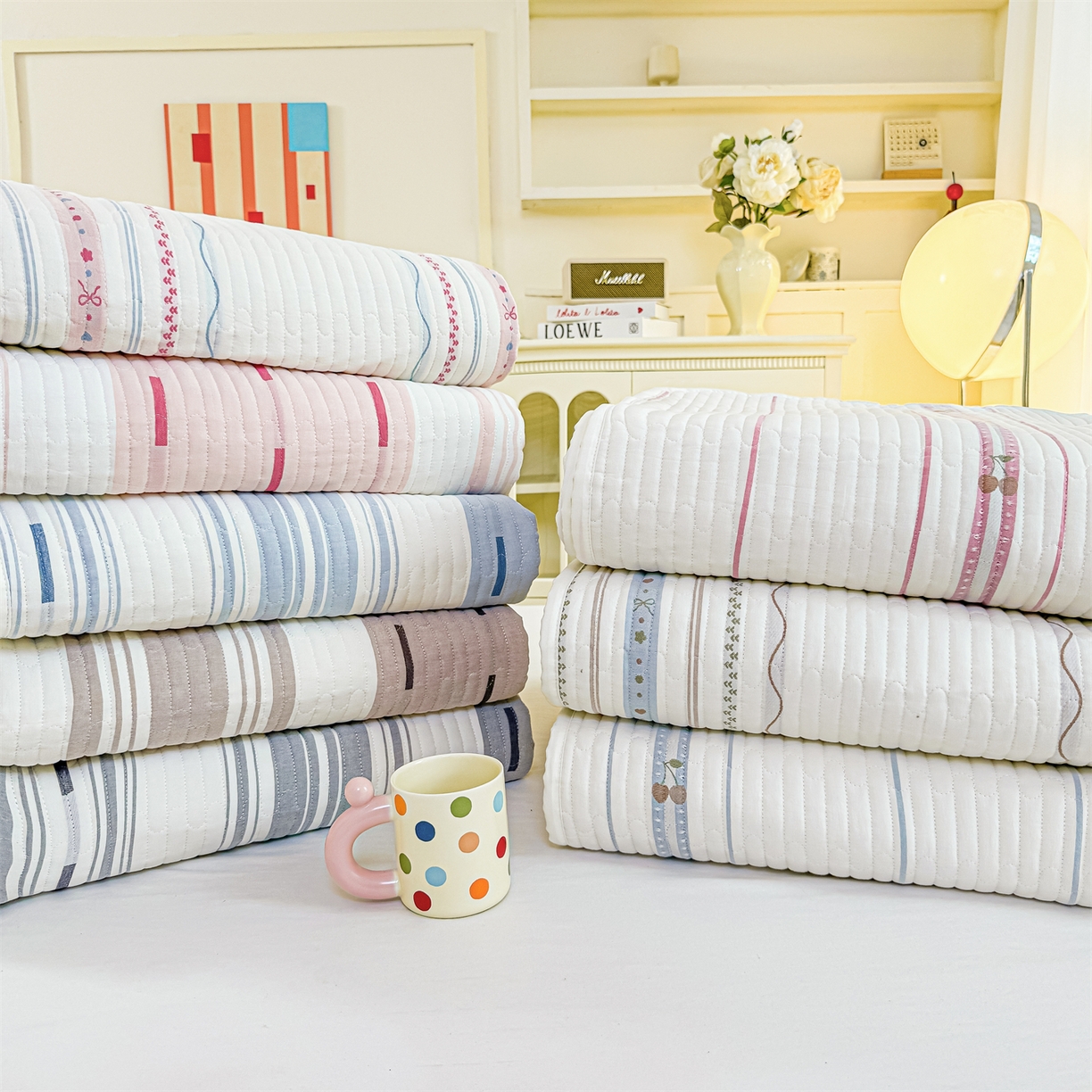 91家纺网 家纺一手货源 找家纺 （总）灰鲸 2025新款全棉色织提花床盖系列