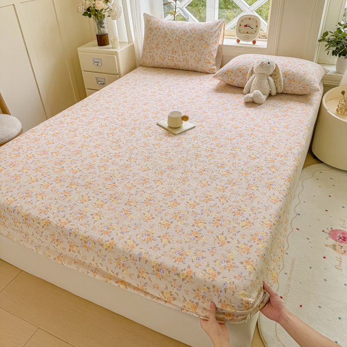 91家纺网 家纺一手货源 找家纺 丝芙妮家居（原乐视家纺） 2026新款A类皱皱纱亲肤木棉床笠-系列二 春日邮差