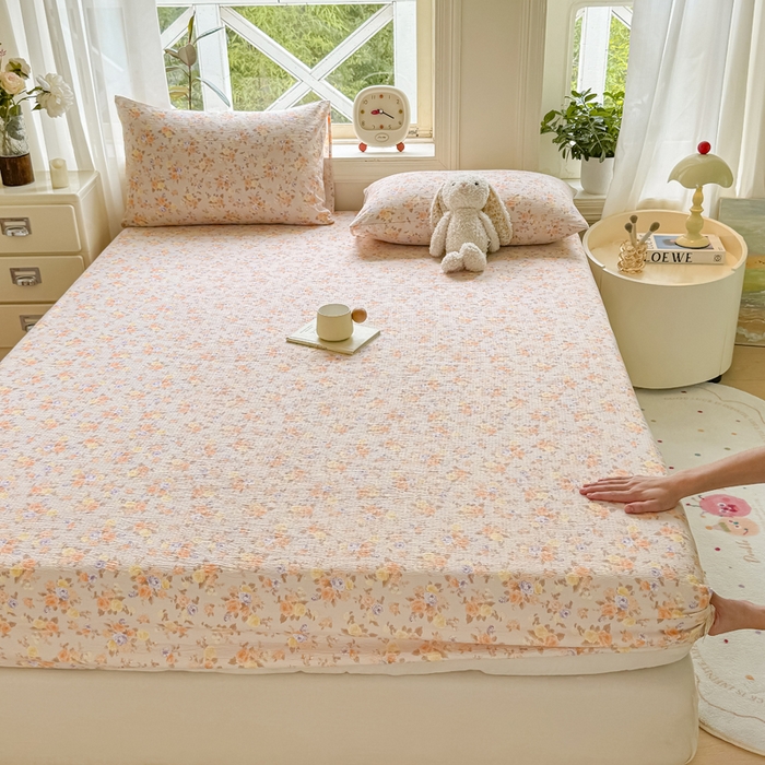 91家纺网 家纺一手货源 找家纺 丝芙妮家居（原乐视家纺） 2026新款A类皱皱纱亲肤木棉床笠-系列二 春日邮差