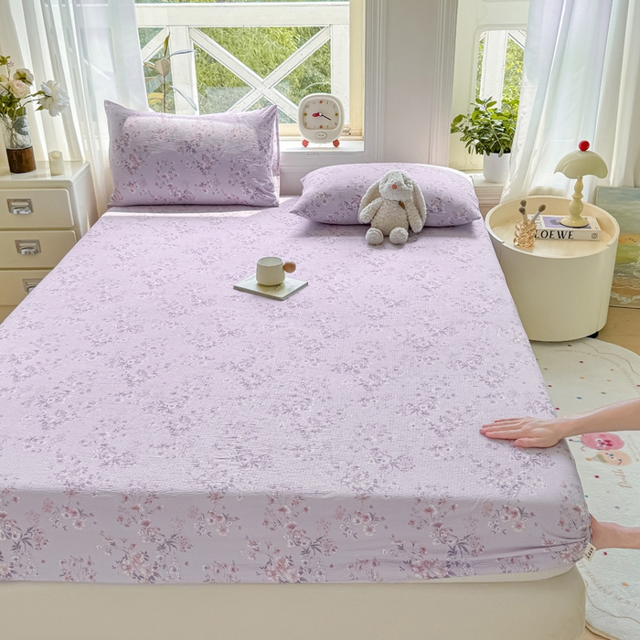 91家纺网 家纺一手货源 找家纺 丝芙妮家居（原乐视家纺） 2026新款A类皱皱纱亲肤木棉床笠-系列二 蝶香