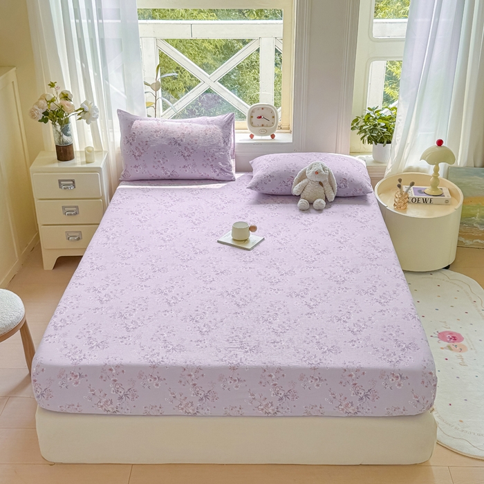 91家纺网 家纺一手货源 找家纺 丝芙妮家居（原乐视家纺） 2026新款A类皱皱纱亲肤木棉床笠-系列二 蝶香