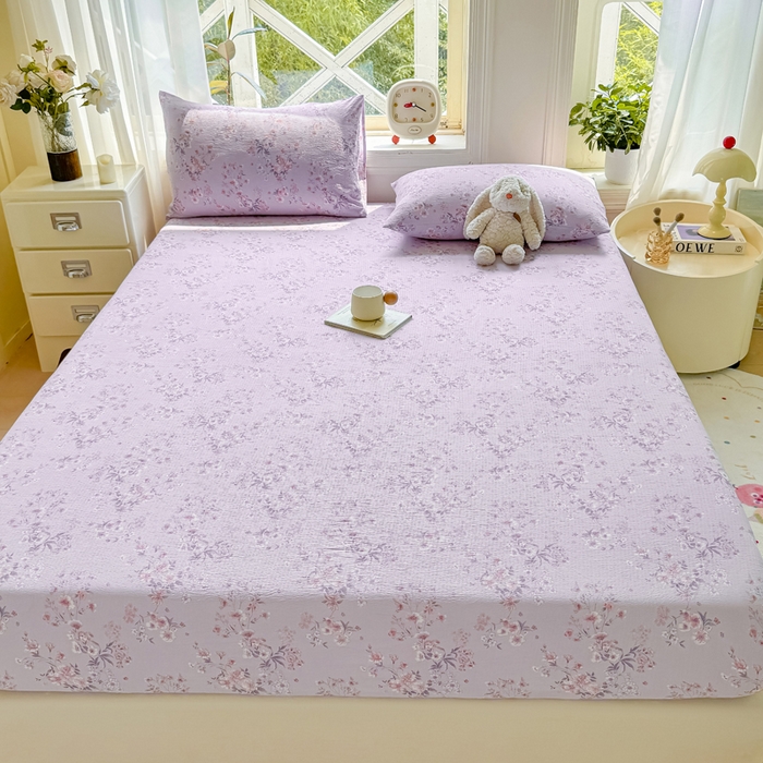 91家纺网 家纺一手货源 找家纺 丝芙妮家居（原乐视家纺） 2026新款A类皱皱纱亲肤木棉床笠-系列二 蝶香