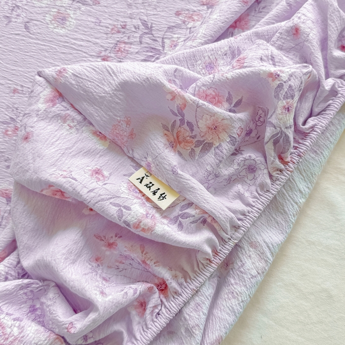 91家纺网 家纺一手货源 找家纺 丝芙妮家居（原乐视家纺） 2026新款A类皱皱纱亲肤木棉床笠-系列二 蝶香