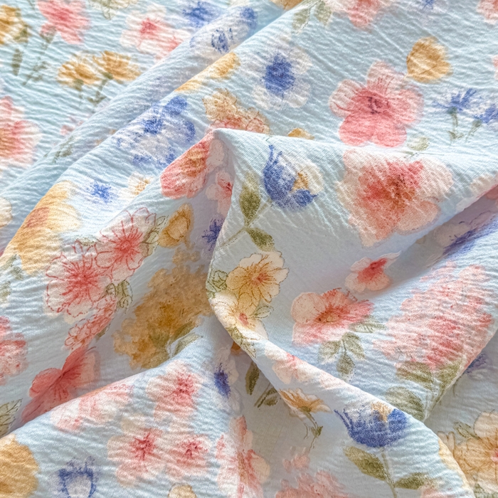 91家纺网 家纺一手货源 找家纺 丝芙妮家居（原乐视家纺） 2026新款A类皱皱纱亲肤木棉床笠-系列二 兰花情