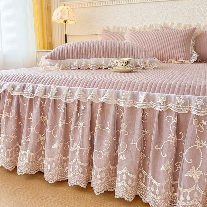 91家纺网 家纺一手货源 找家纺 （总）予梦家纺 2025新款夹棉床裙单床裙单品床裙单件床裙-花影