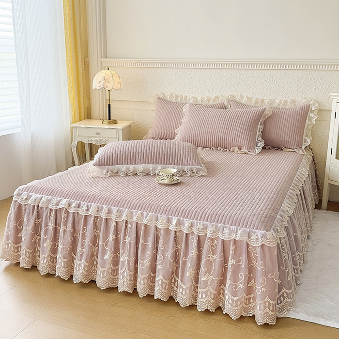 91家纺网 家纺一手货源 找家纺 （总）予梦家纺 2025新款夹棉床裙单床裙单品床裙单件床裙-花影