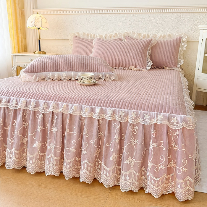 91家纺网 家纺一手货源 找家纺 （总）予梦家纺 2025新款夹棉床裙单床裙单品床裙单件床裙-花影