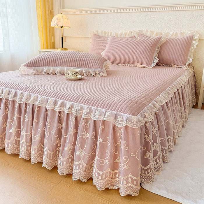 91家纺网 家纺一手货源 找家纺 （总）予梦家纺 2025新款夹棉床裙单床裙单品床裙单件床裙-花影