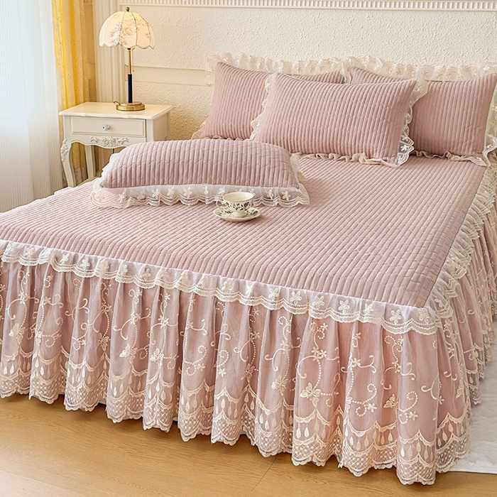 91家纺网 家纺一手货源 找家纺 （总）予梦家纺 2025新款夹棉床裙单床裙单品床裙单件床裙-花影