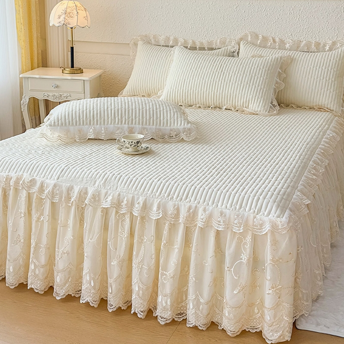 91家纺网 家纺一手货源 找家纺 （总）予梦家纺 2025新款夹棉床裙单床裙单品床裙单件床裙-花影