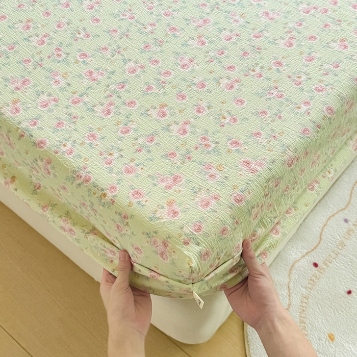 91家纺网 家纺一手货源 找家纺 丝芙妮家居（原乐视家纺） 2026新款A类皱皱纱亲肤木棉床笠-系列二 绿野仙踪