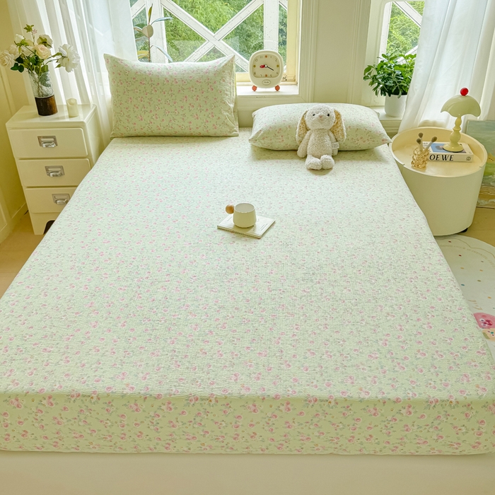 91家纺网 家纺一手货源 找家纺 丝芙妮家居（原乐视家纺） 2026新款A类皱皱纱亲肤木棉床笠-系列二 绿野仙踪