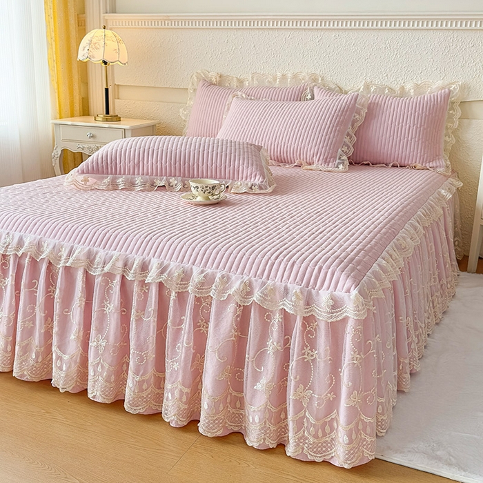 91家纺网 家纺一手货源 找家纺 （总）予梦家纺 2025新款夹棉床裙单床裙单品床裙单件床裙-花影