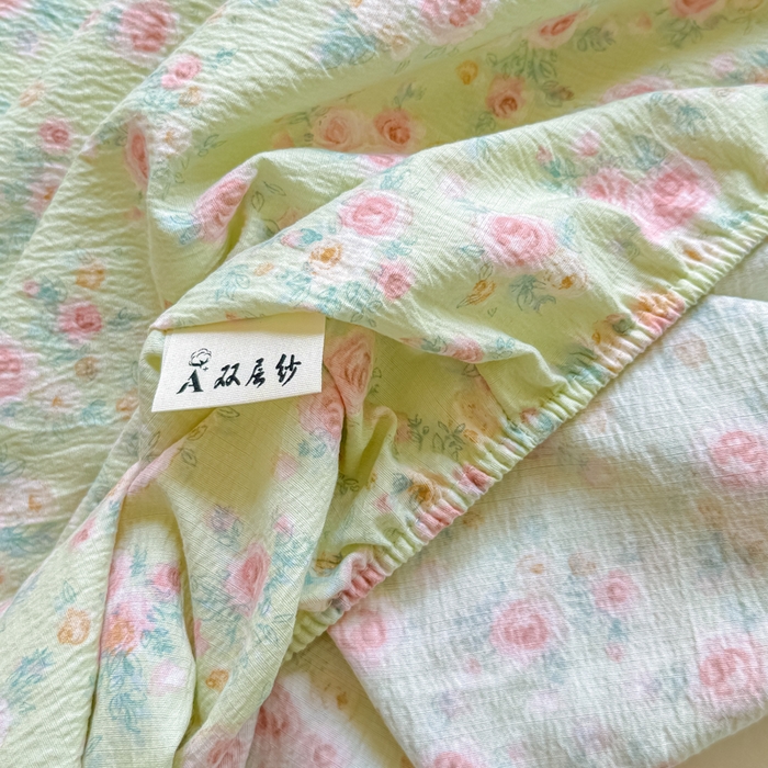 91家纺网 家纺一手货源 找家纺 丝芙妮家居（原乐视家纺） 2026新款A类皱皱纱亲肤木棉床笠-系列二 绿野仙踪