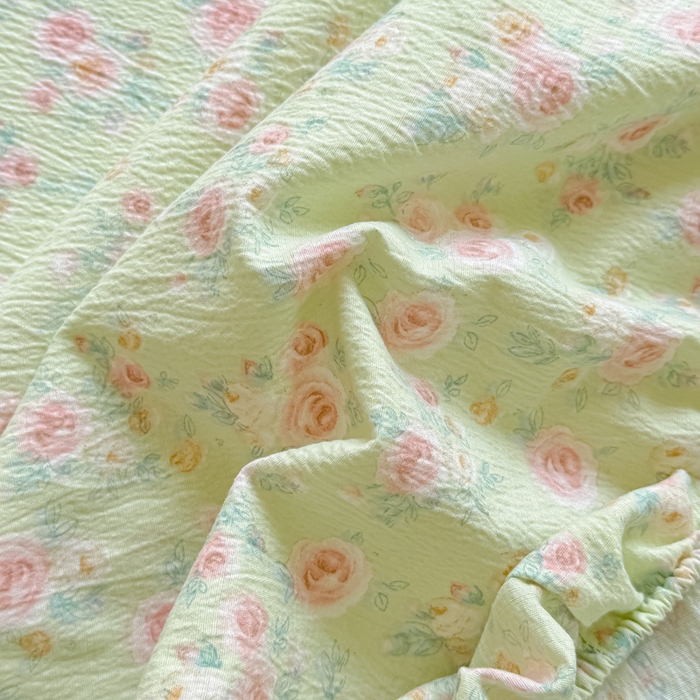 91家纺网 家纺一手货源 找家纺 丝芙妮家居（原乐视家纺） 2026新款A类皱皱纱亲肤木棉床笠-系列二 绿野仙踪