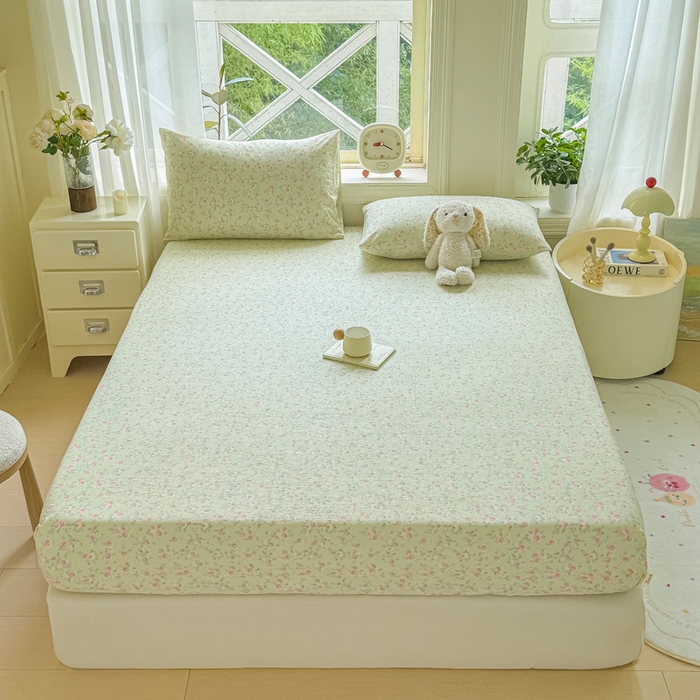 91家纺网 家纺一手货源 找家纺 丝芙妮家居（原乐视家纺） 2026新款A类皱皱纱亲肤木棉床笠-系列二 绿野仙踪