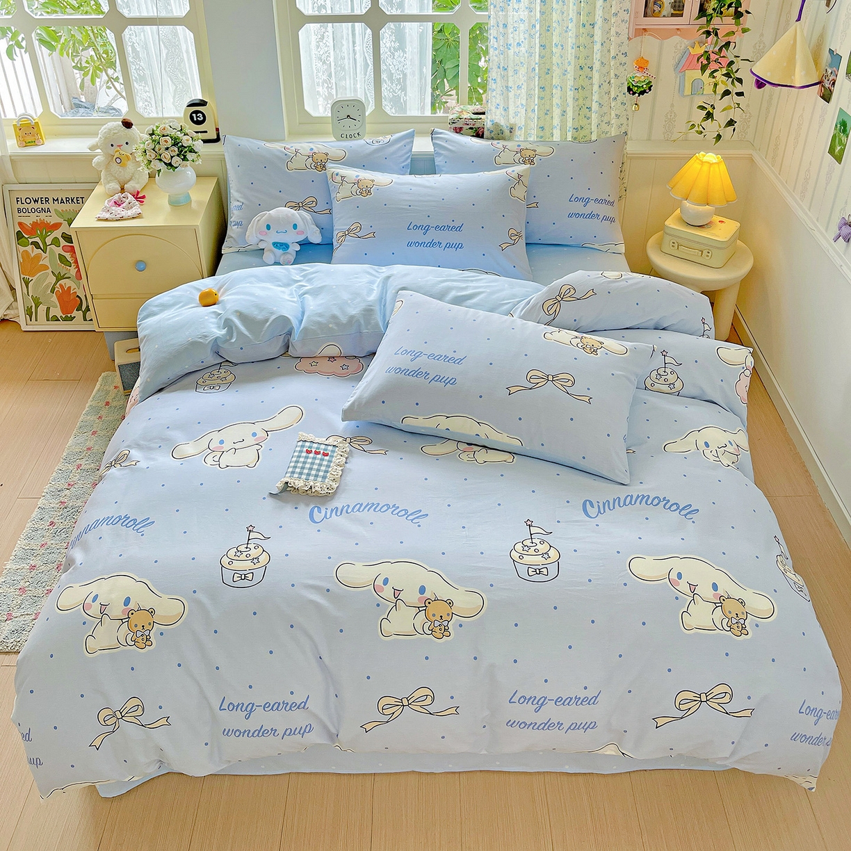 朵希曼 2025新款全棉三丽鸥卡通印花系列四件套 点点玉桂狗