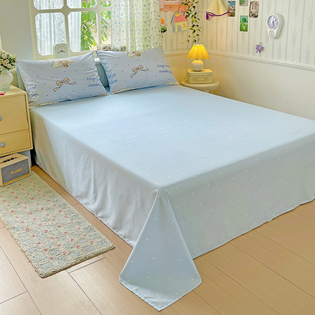 91家纺网 家纺一手货源 找家纺 朵希曼 2025新款全棉三丽鸥卡通印花系列四件套 点点玉桂狗