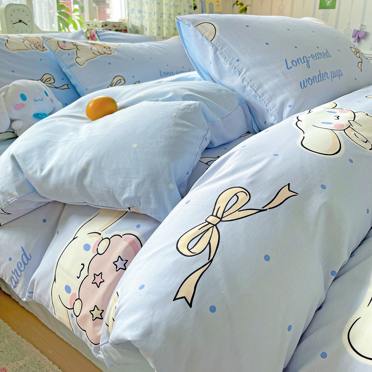 91家纺网 家纺一手货源 找家纺 朵希曼 2025新款全棉三丽鸥卡通印花系列四件套 点点玉桂狗