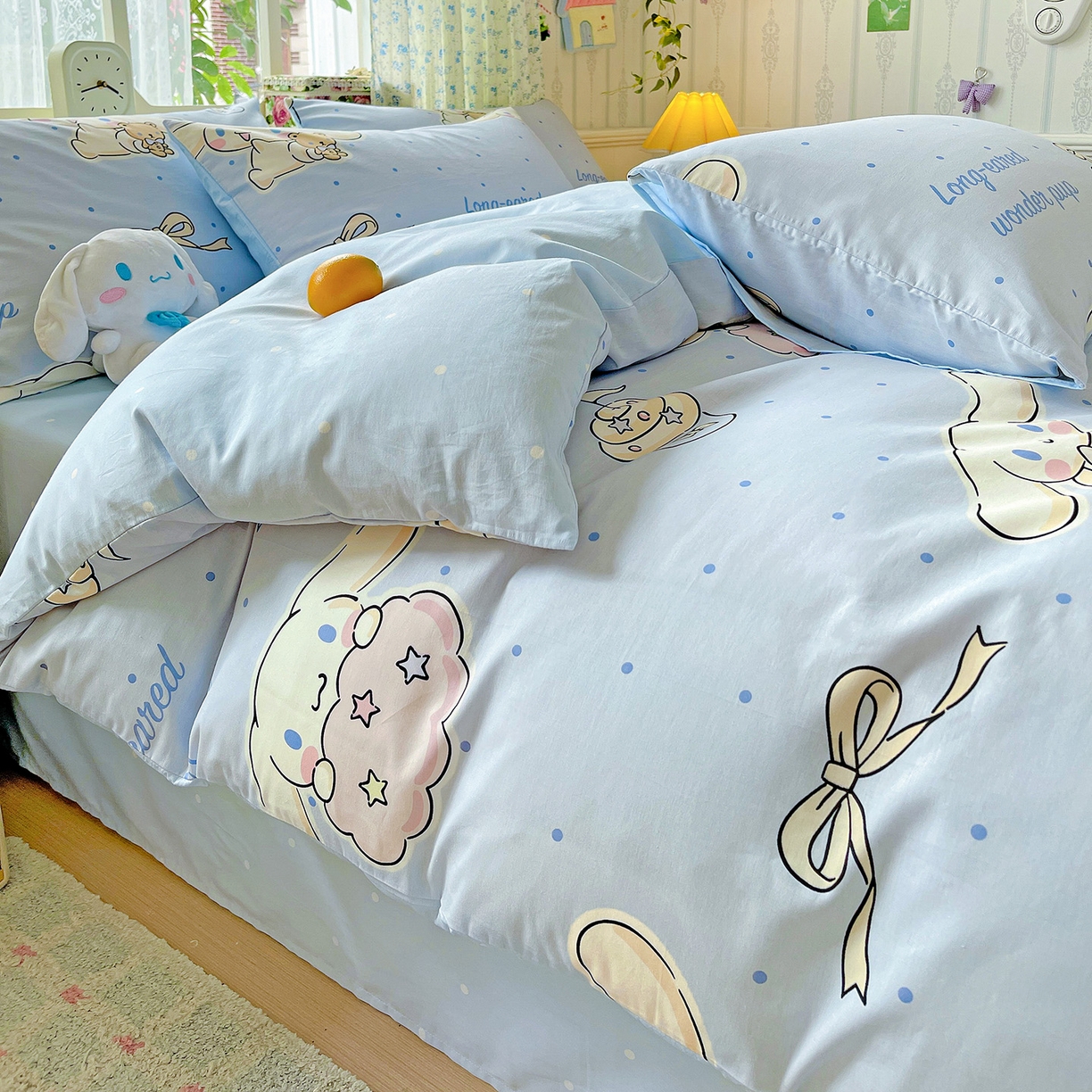 91家纺网 家纺一手货源 找家纺 朵希曼 2025新款全棉三丽鸥卡通印花系列四件套 点点玉桂狗