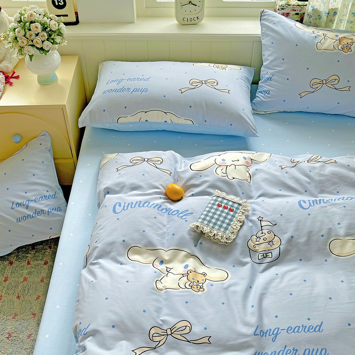 91家纺网 家纺一手货源 找家纺 朵希曼 2025新款全棉三丽鸥卡通印花系列四件套 点点玉桂狗