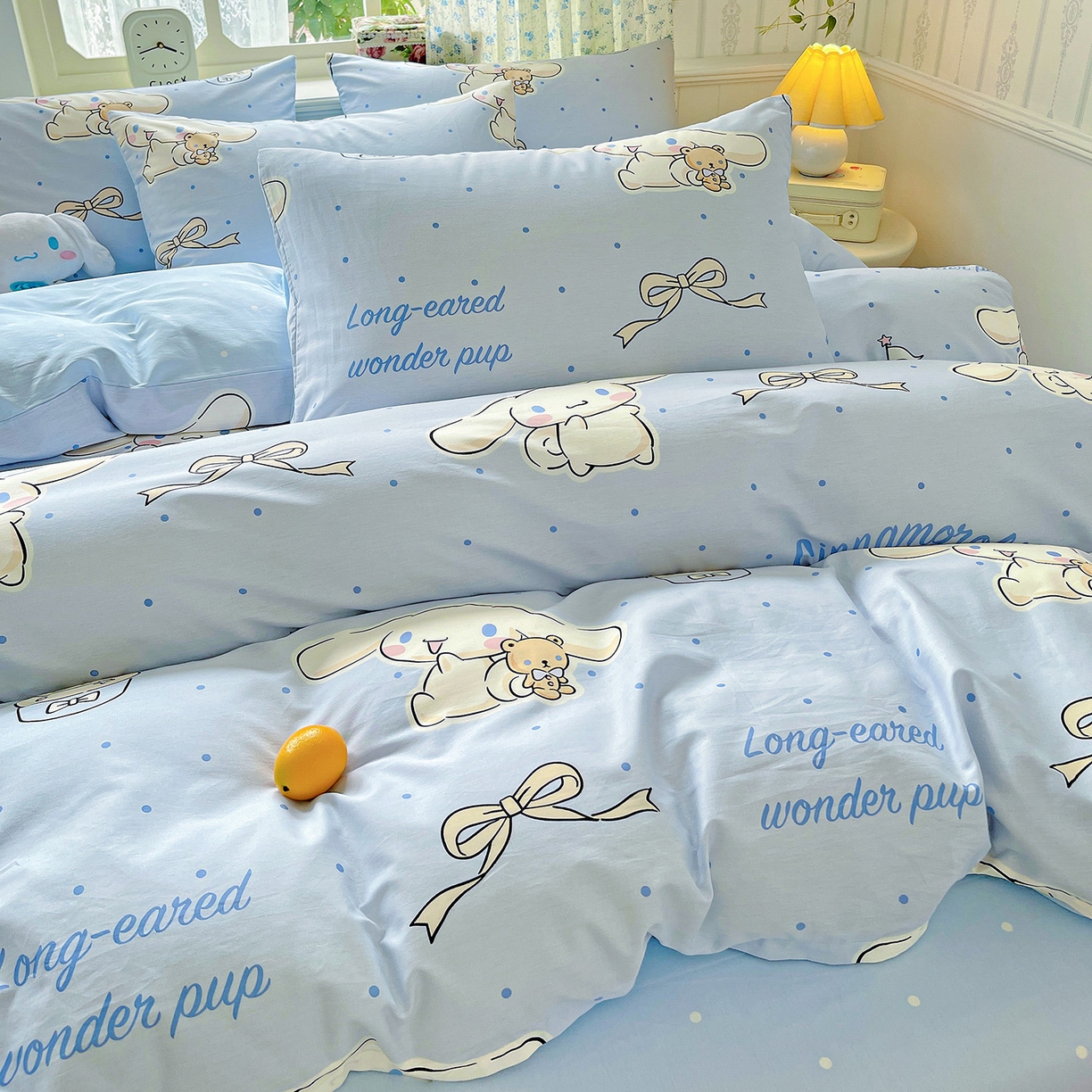 91家纺网 家纺一手货源 找家纺 朵希曼 2025新款全棉三丽鸥卡通印花系列四件套 点点玉桂狗