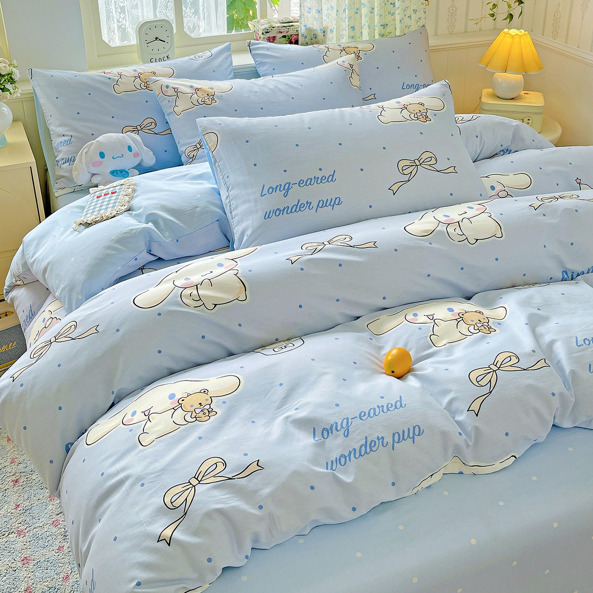 91家纺网 家纺一手货源 找家纺 朵希曼 2025新款全棉三丽鸥卡通印花系列四件套 点点玉桂狗