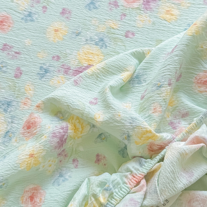 91家纺网 家纺一手货源 找家纺 丝芙妮家居（原乐视家纺） 2026新款A类皱皱纱亲肤木棉床笠-系列二 莫奈花园