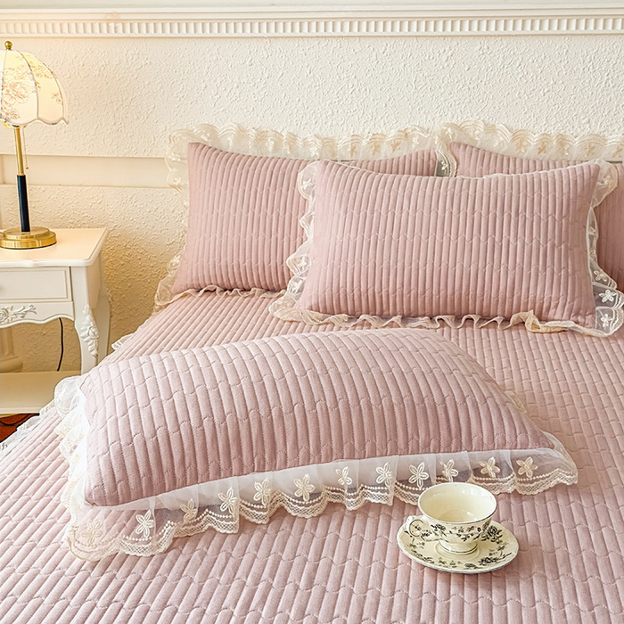 91家纺网 家纺一手货源 找家纺 予梦家纺 2025新款夹棉床裙单床裙单品床裙单件床裙-花影 花影-豆沙