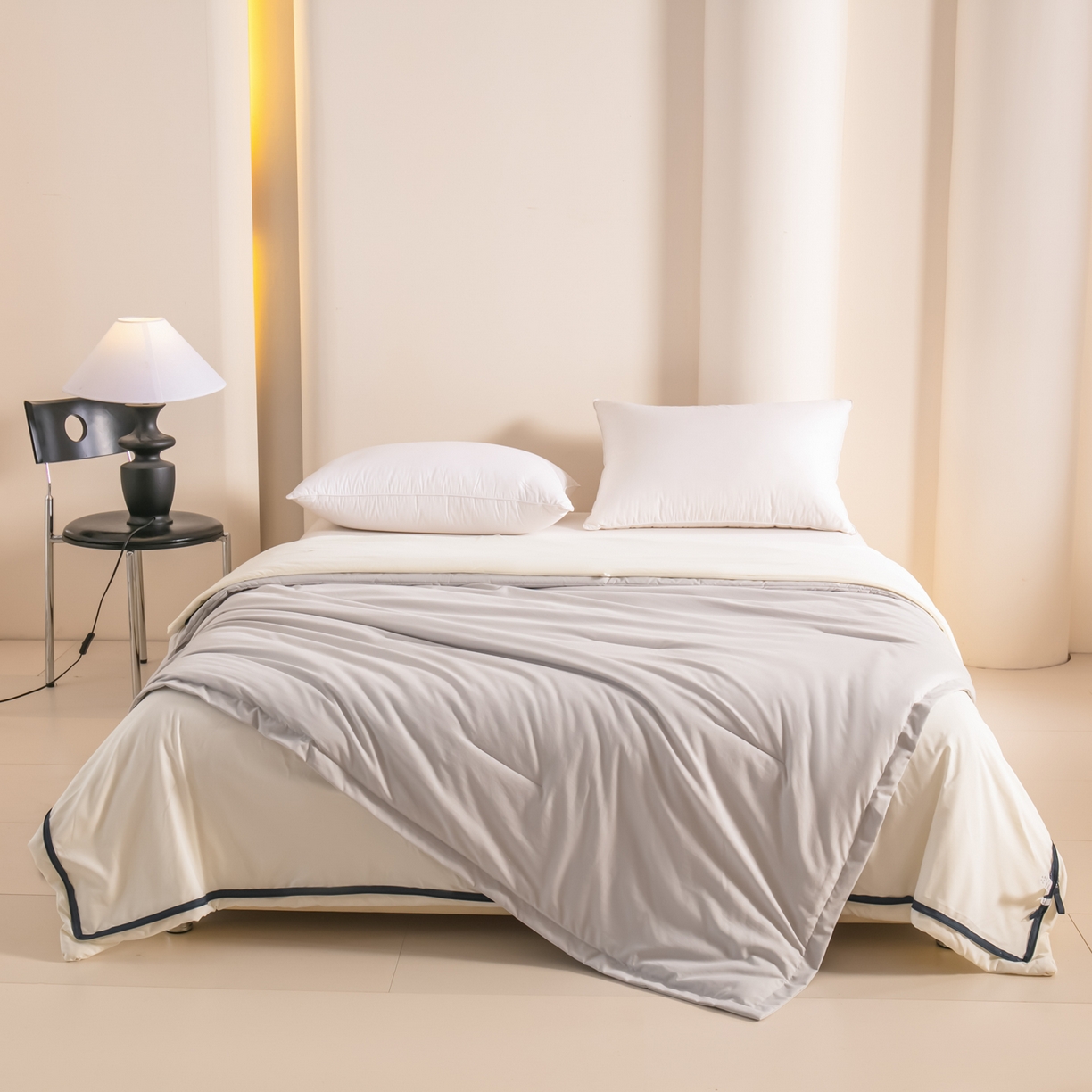 龙图家纺 2025新款冬被星球深睡被PRO可机洗抗菌控温被双层子母被双胎被春秋被冬被 云朵白