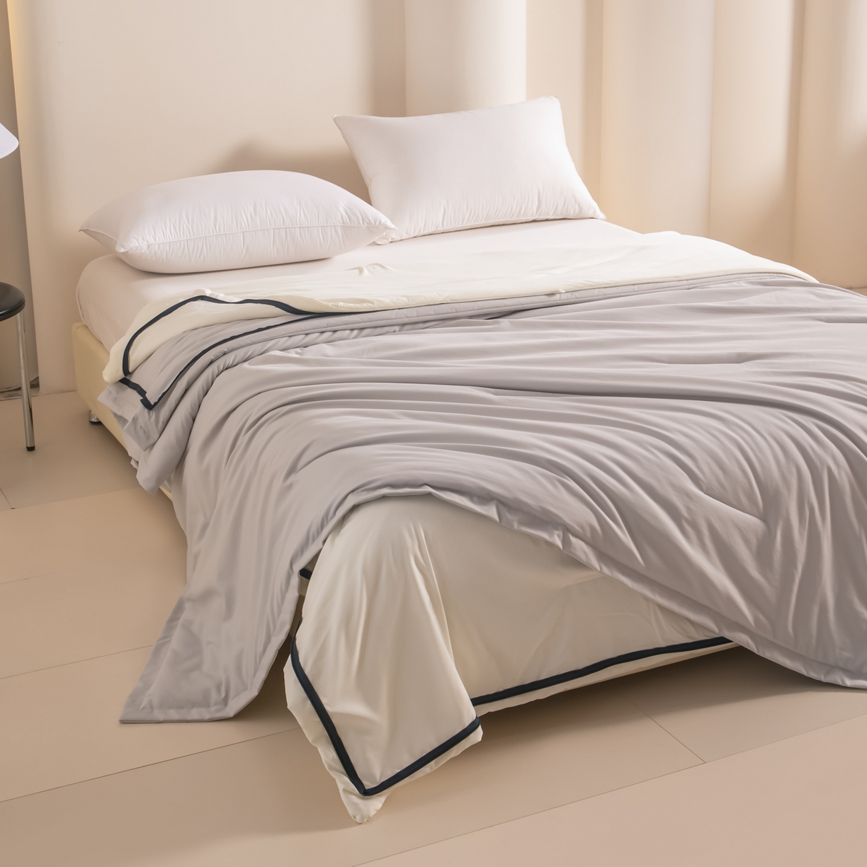 91家纺网 家纺一手货源 找家纺 龙图家纺 2025新款冬被星球深睡被PRO可机洗抗菌控温被双层子母被双胎被春秋被冬被 云朵白