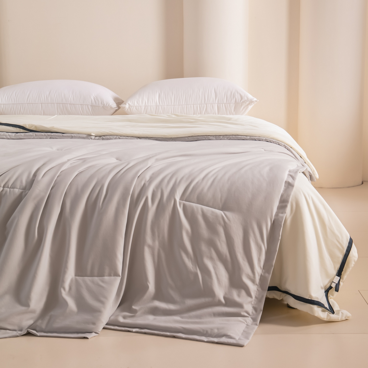 91家纺网 家纺一手货源 找家纺 龙图家纺 2025新款冬被星球深睡被PRO可机洗抗菌控温被双层子母被双胎被春秋被冬被 云朵白