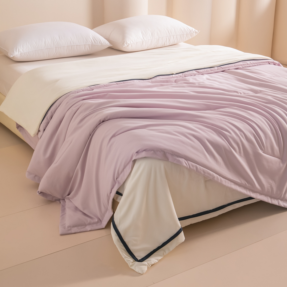 91家纺网 家纺一手货源 找家纺 龙图家纺 2025新款亚朵冬被星球深睡被PRO可机洗抗菌控温被双层子母被双胎被春秋被冬被 雾凇粉