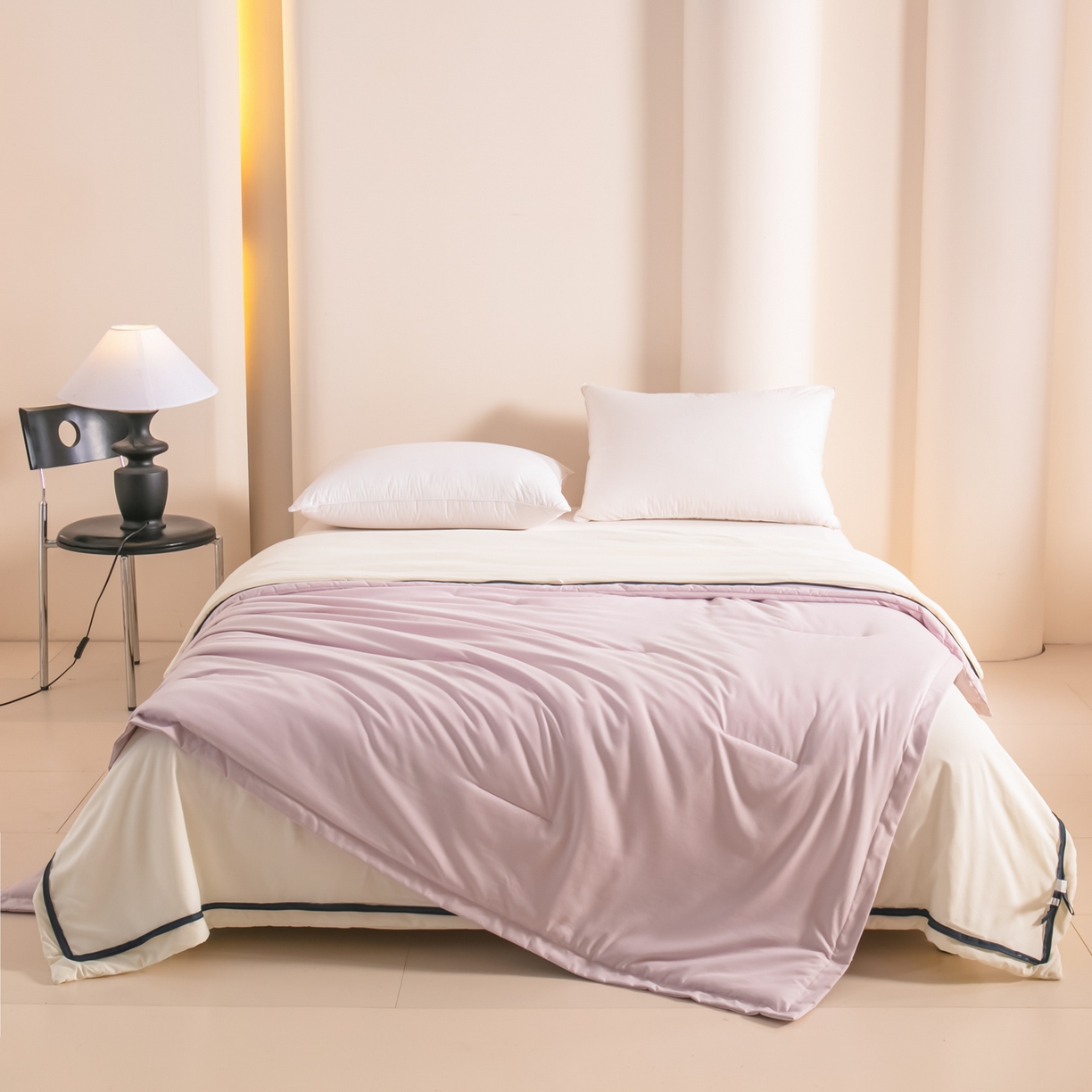 龙图家纺 2025新款亚朵冬被星球深睡被PRO可机洗抗菌控温被双层子母被双胎被春秋被冬被 雾凇粉