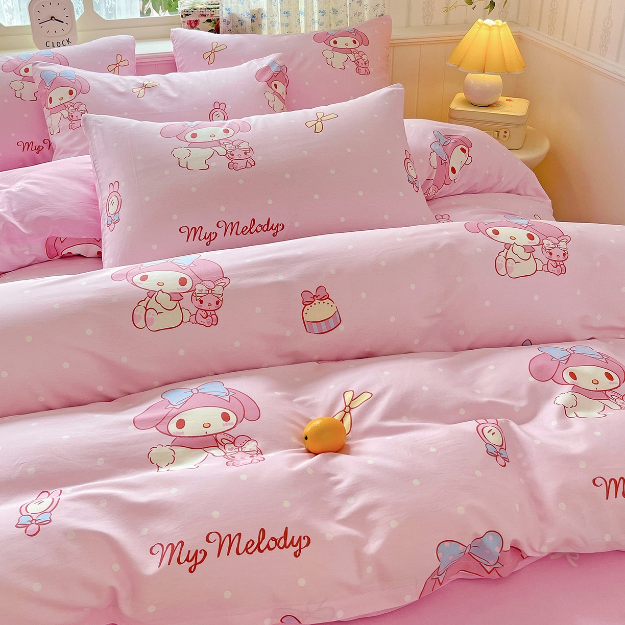 91家纺网 家纺一手货源 找家纺 朵希曼 2025新款全棉三丽鸥卡通印花系列四件套 蝴蝶结美乐蒂