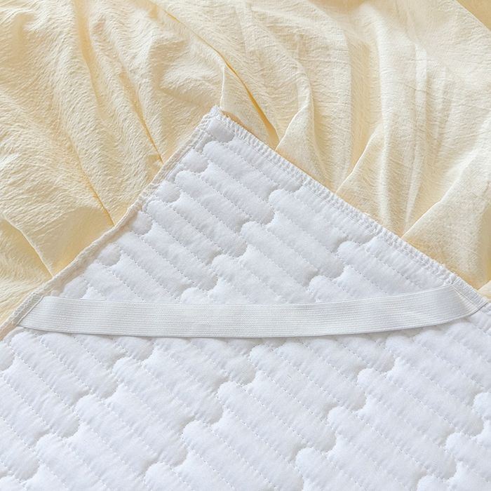 91家纺网 家纺一手货源 找家纺 予梦家纺 2025新款夹棉床裙单床裙单品床裙单件床裙-花影 花影-浅米