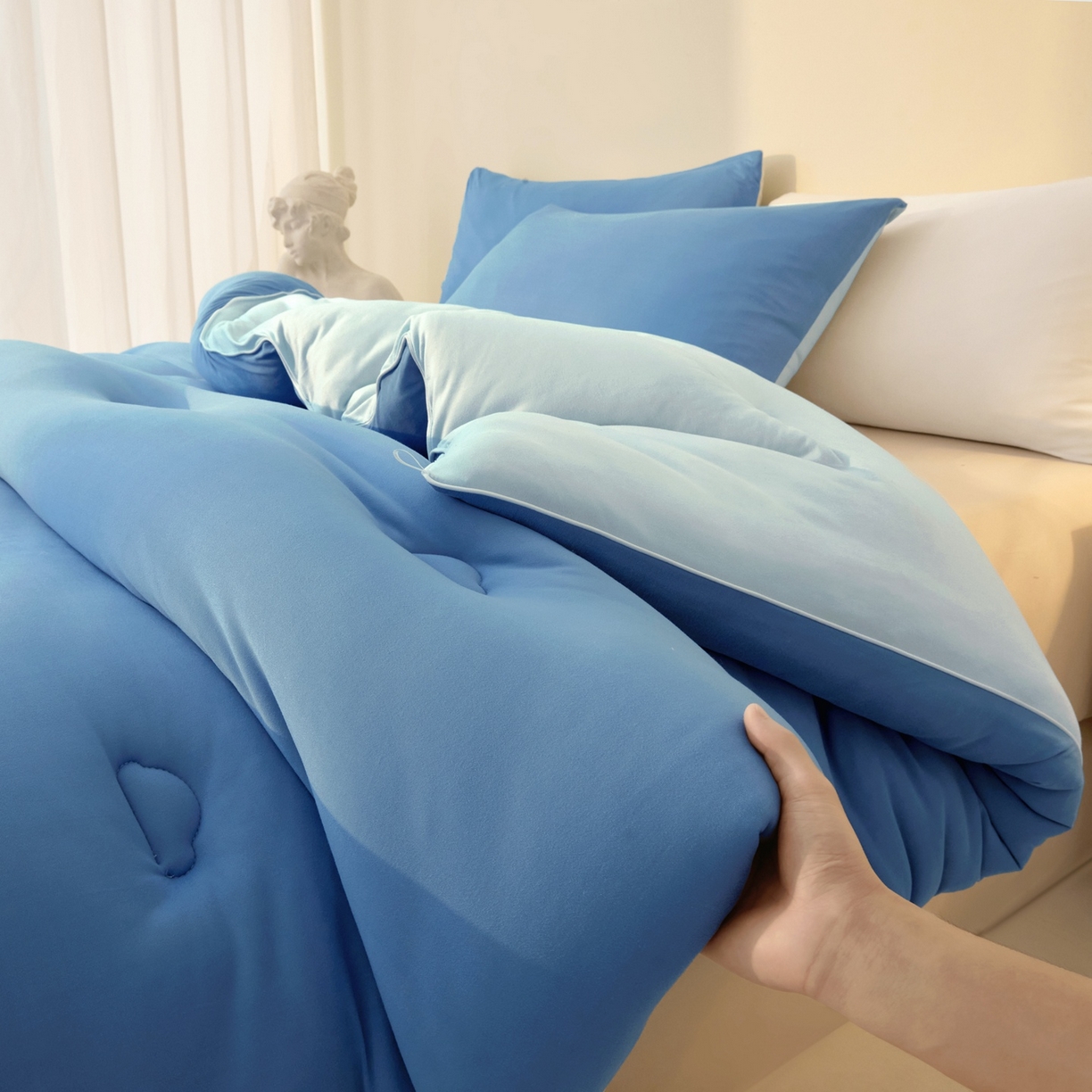 91家纺网 家纺一手货源 找家纺 玉相逢 2025新款针织棉大豆被冬被加厚春秋被被子被芯  10%大豆纤维 （包质检） 深睡蓝+山青