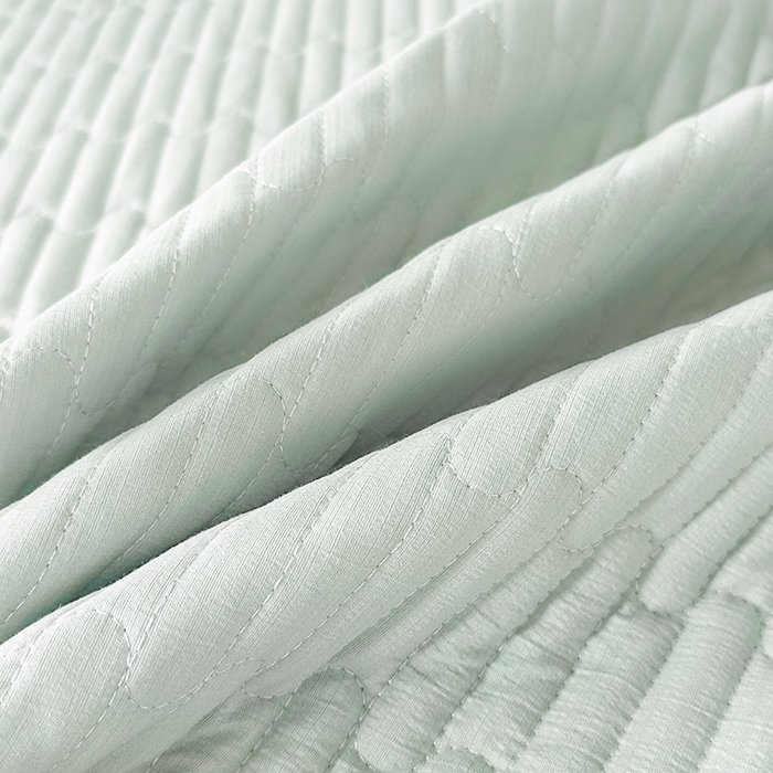 91家纺网 家纺一手货源 找家纺 予梦家纺 2025新款夹棉床裙单床裙单品床裙单件床裙-花影 花影-清新绿