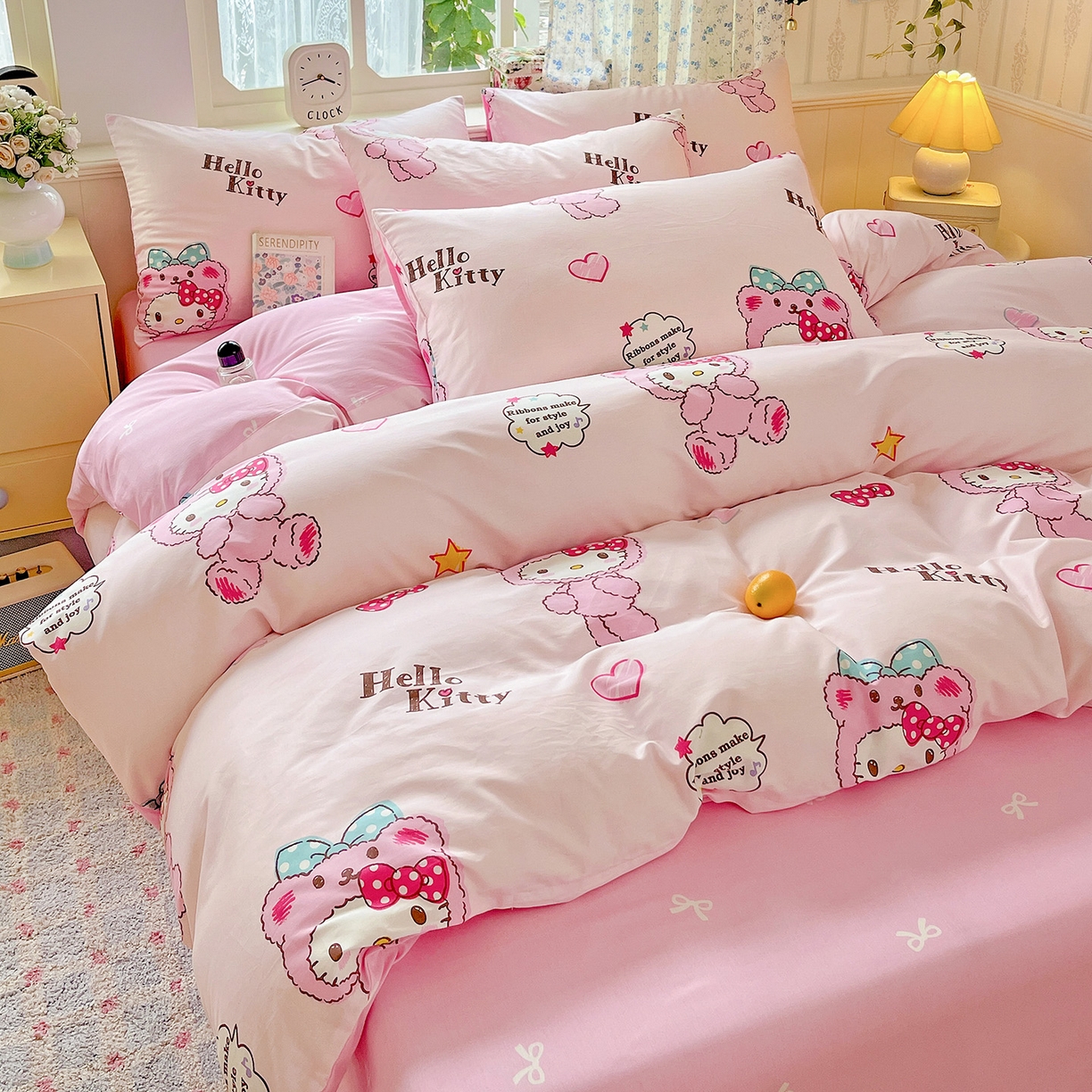 91家纺网 家纺一手货源 找家纺 朵希曼 2025新款全棉三丽鸥卡通印花系列四件套 萌宝 Baby凯蒂