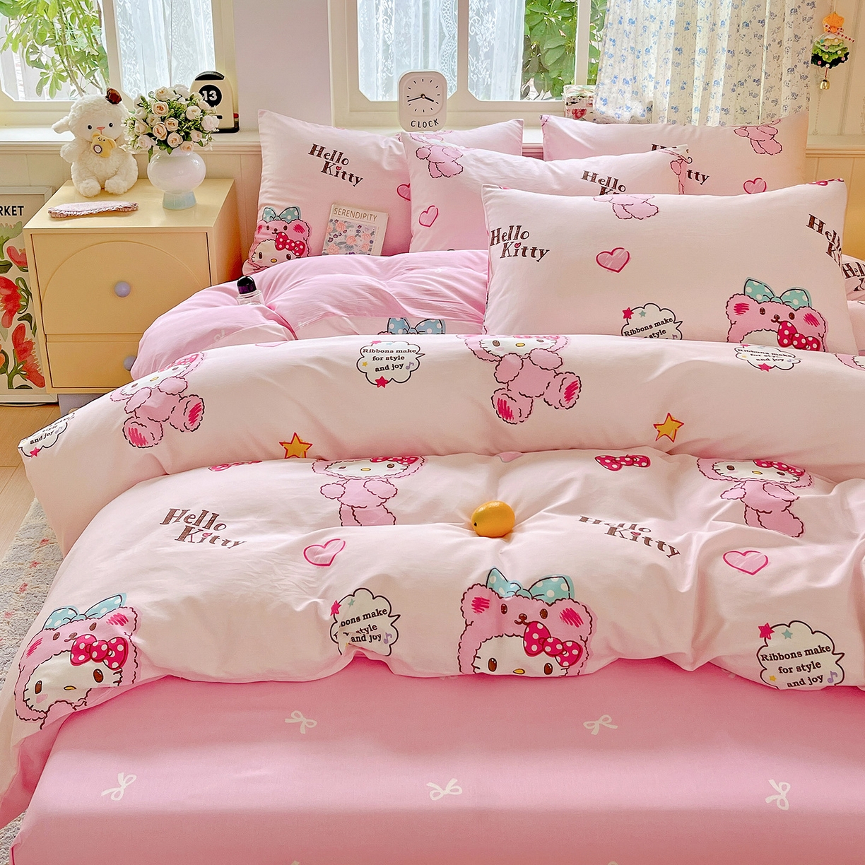 91家纺网 家纺一手货源 找家纺 朵希曼 2025新款全棉三丽鸥卡通印花系列四件套 萌宝 Baby凯蒂