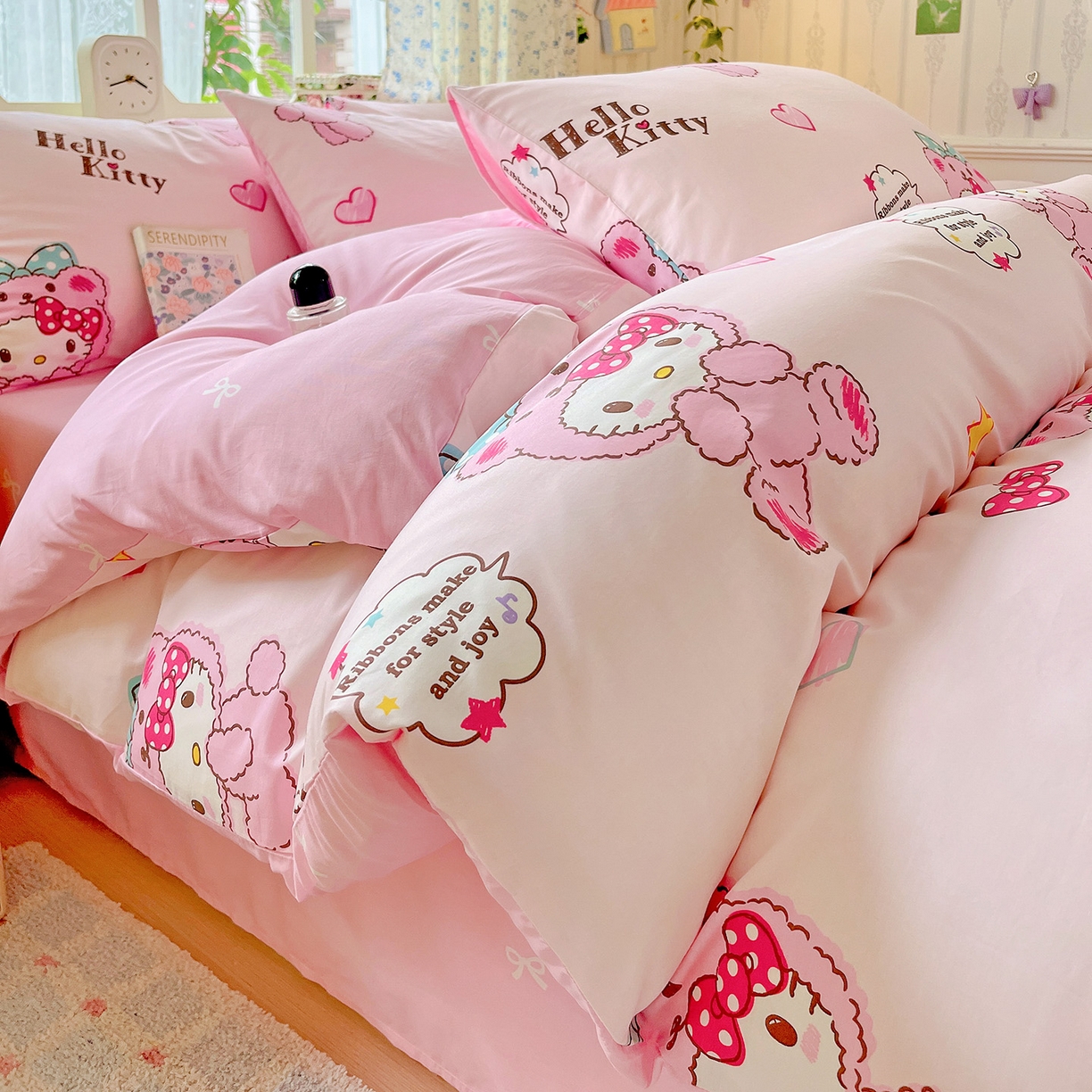 91家纺网 家纺一手货源 找家纺 朵希曼 2025新款全棉三丽鸥卡通印花系列四件套 萌宝 Baby凯蒂