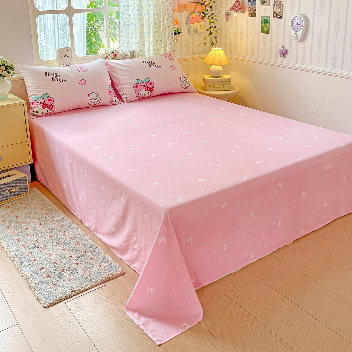 91家纺网 家纺一手货源 找家纺 朵希曼 2025新款全棉三丽鸥卡通印花系列四件套 萌宝 Baby凯蒂