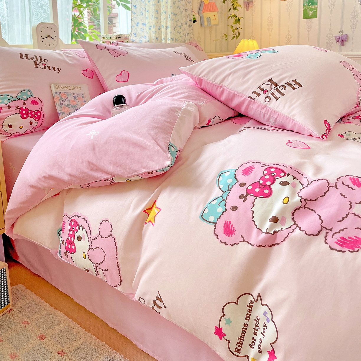 91家纺网 家纺一手货源 找家纺 朵希曼 2025新款全棉三丽鸥卡通印花系列四件套 萌宝 Baby凯蒂