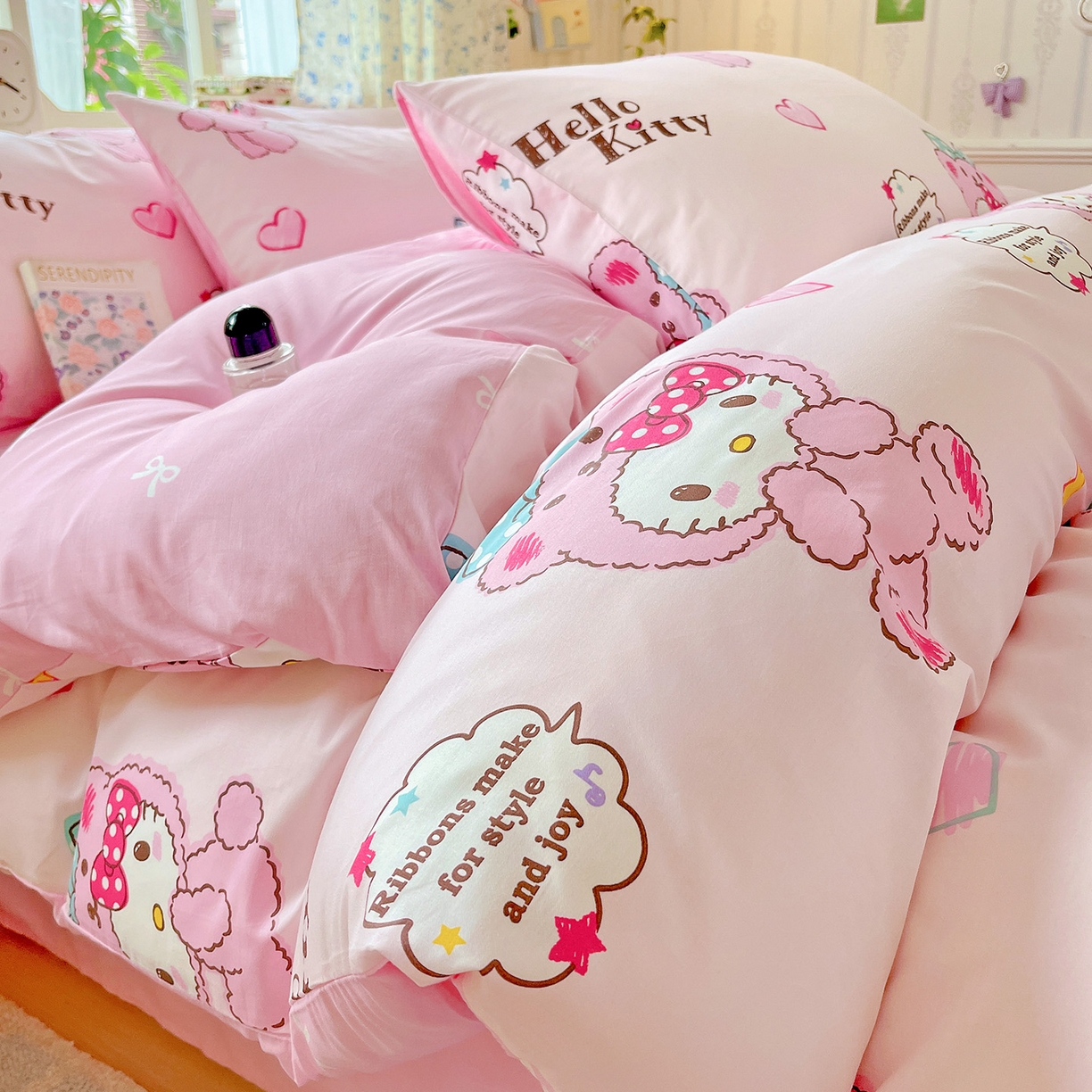 91家纺网 家纺一手货源 找家纺 朵希曼 2025新款全棉三丽鸥卡通印花系列四件套 萌宝 Baby凯蒂