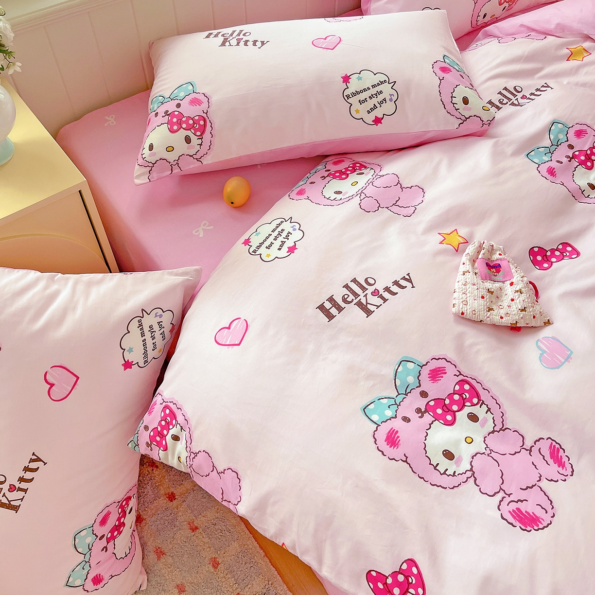 91家纺网 家纺一手货源 找家纺 朵希曼 2025新款全棉三丽鸥卡通印花系列四件套 萌宝 Baby凯蒂