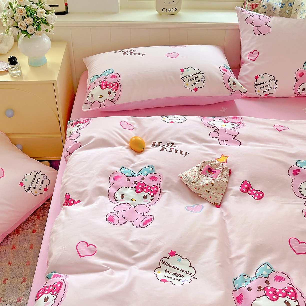 91家纺网 家纺一手货源 找家纺 朵希曼 2025新款全棉三丽鸥卡通印花系列四件套 萌宝 Baby凯蒂