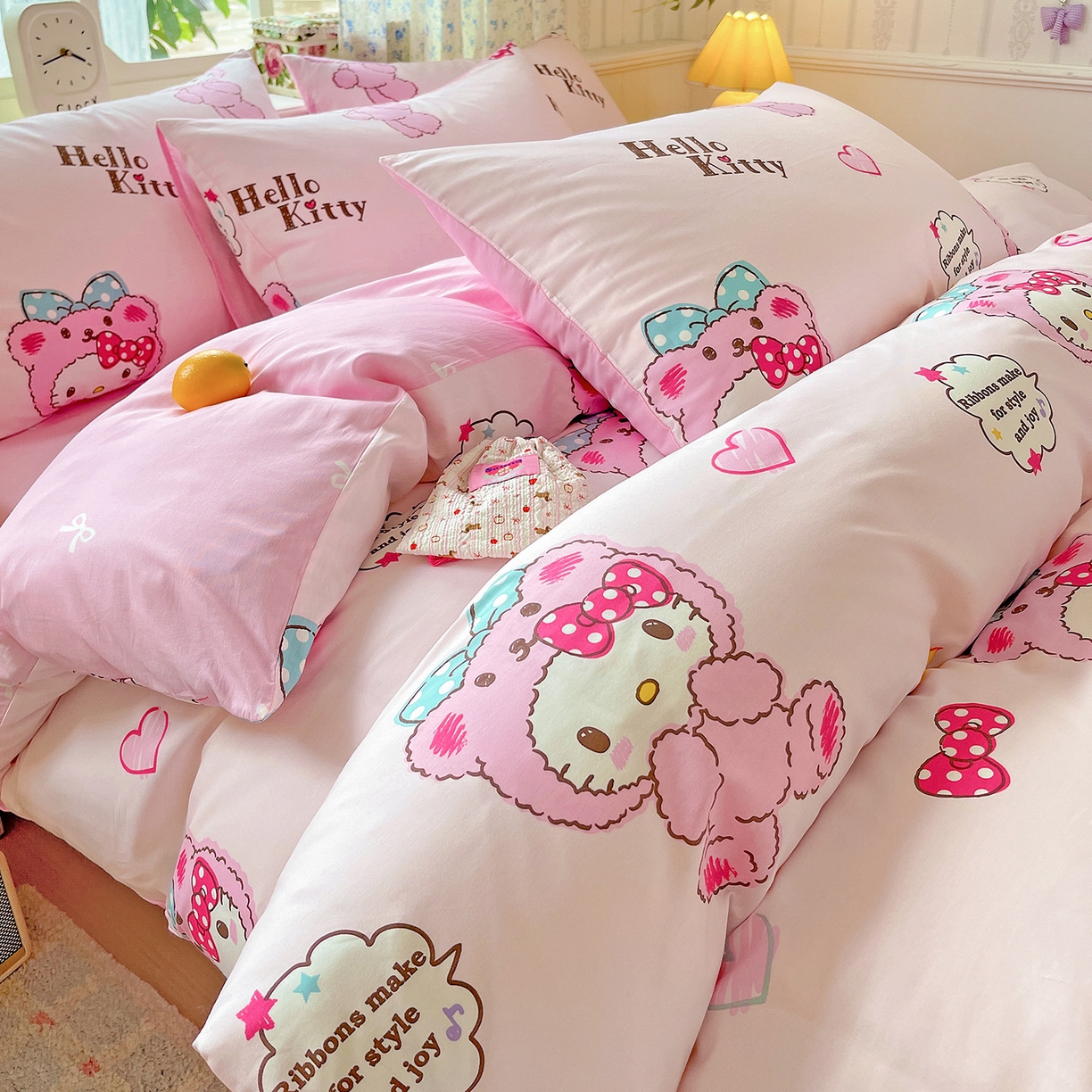 91家纺网 家纺一手货源 找家纺 朵希曼 2025新款全棉三丽鸥卡通印花系列四件套 萌宝 Baby凯蒂